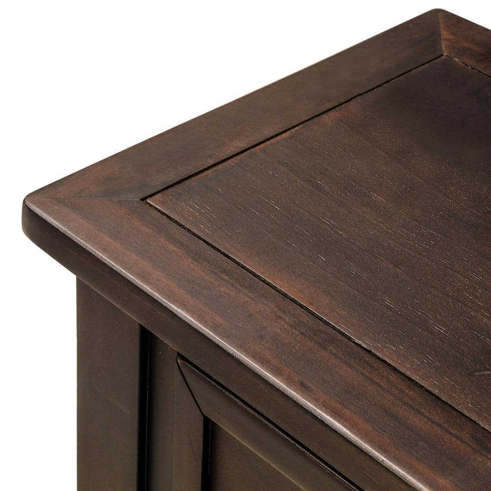 Espresso Pine Wood Console Table with Drawers and Shelf