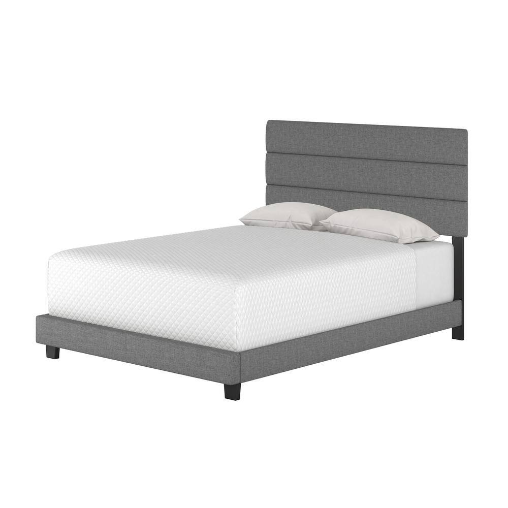 Ravenna Medium Gray Upholstered Queen Linen Bed Frame