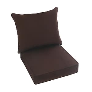 27 in. x 23 in. x 27 in. Deep Seating Outdoor Pillow and Cushion Set in Sunbrella Canvas Bay Brown