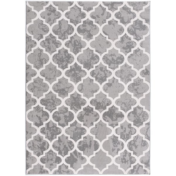 Rug Branch Silvia Grey (5 ft. x 8 ft.) - 5 ft. 3 in. x 7 ft. 6 in. Modern Abstract Area Rug