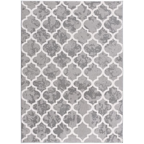 Rug Branch Silvia Grey (8 ft. x 11 ft.) - 7 ft. 8 in. x 10 ft. 8 in. Modern Abstract Area Rug