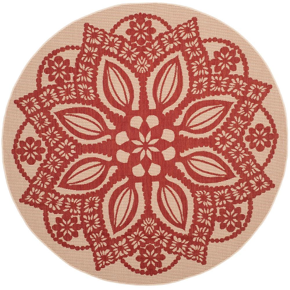 Courtyard Beige/Red 7 ft. x 7 ft. Round Border Indoor/Outdoor Patio  Area Rug price history on PriceWatchPro