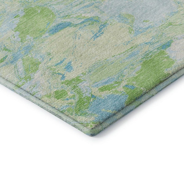 Mayfield Premium Machine Washable Abstract AMF1344 Mint 8 ft. x 10 ft. Area Rug
