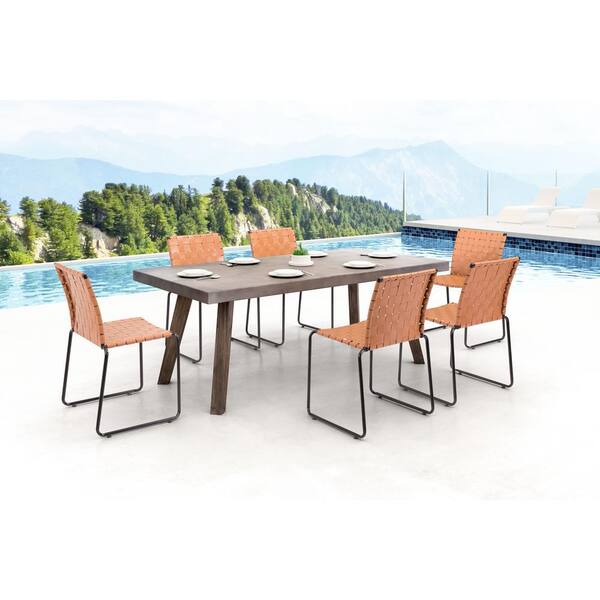 ZUO Beckett Armless Metal Outdoor Dining Chair in Tan (4-Pack)