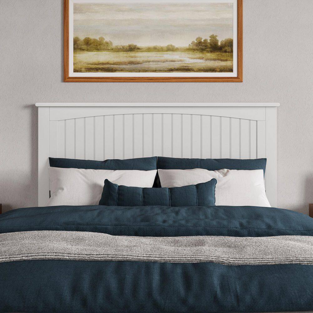 Naples White Queen Wood Low Profile Platform Bed with Slats