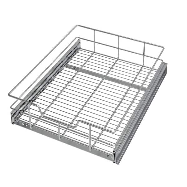 Heavy Duty Pull Out Cabinet Organizer, Silver Kitchen Pot Rack with Sliding Baskets, Slide Out Drawers for Kitchen