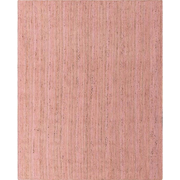Unique Loom Braided Jute Dhaka Light Pink 8' 0 x 10' 0 Area Rug