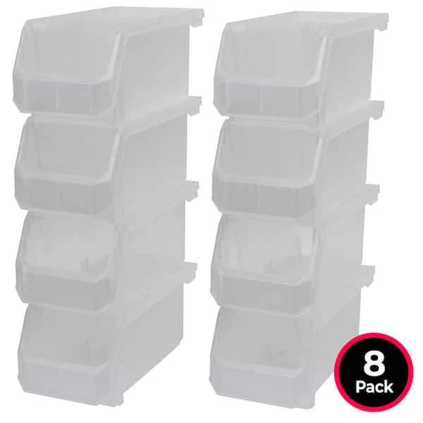 Plastic Stackable Storage Bin Containers for Organizing, Medium (11 in. D x 5 in. W x 5.5 in. H), 8-Pack, Clear