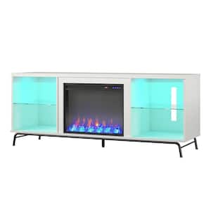 Kuna 64.75 in. Freestanding Electric Fireplace TV Stand for TVs up to 70 in. in White