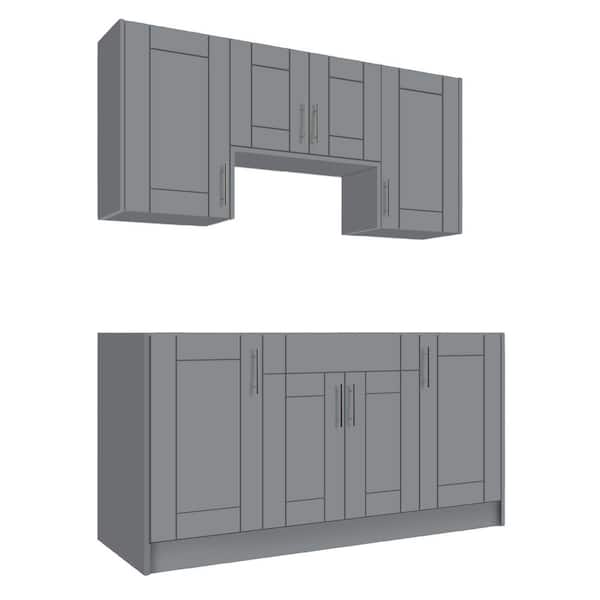 Sanibel Lighthouse Gray All-Weatherboard Composite 25 in. x 67.25 in. x 84 in. Outdoor Kitchen Cabinet Island Set