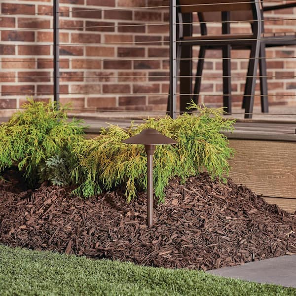 Low Voltage 8 in. Textured Architectural Bronze Hardwired Weather Resistant Dome Stem Path Light with No Bulbs Included