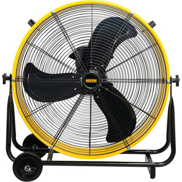 24 in. 8800 CFM DC Motor Drum Fan High-Velocity Air Circulator Airflow Turbo Shop Floor Fan in Yellow- UL Listed