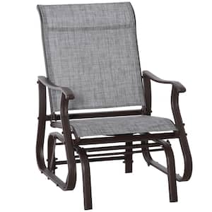 Steel Frame Swing Metal Outdoor Glider Chair, Patio Mesh Rocking Chair with for Backyard, Garden and Porch