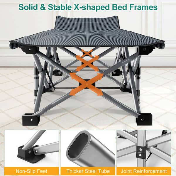 BOZTIY Folding Camping Cot XL with Carry Bag, Double Layer Oxford