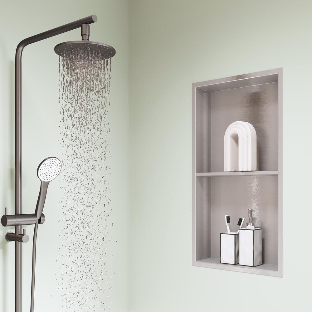 13 in. W x 25 in. H x 4 in. D Single stainless steel Recessed Shower Niche in Brushed Nichel price history on PriceWatchPro