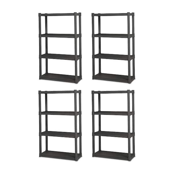 Black 4-Tier Plastic Garage Storage Shelving Unit (35 in. W x 57 in. H x 14 in. D)