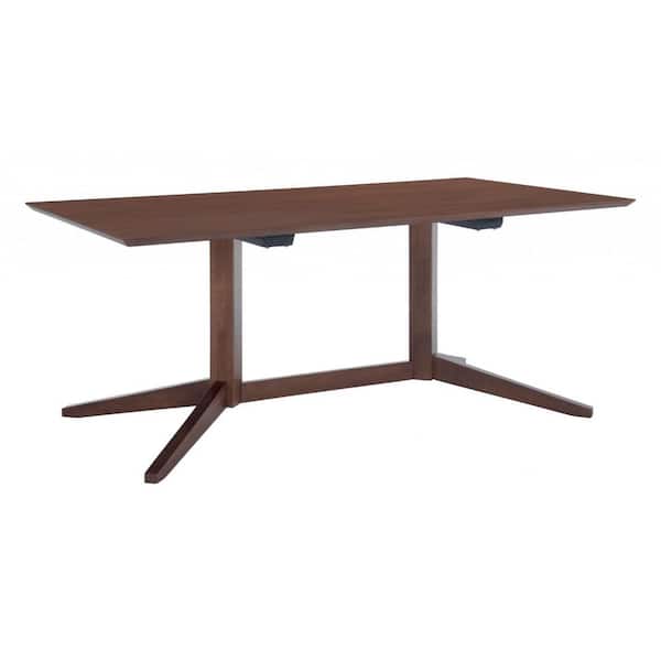HomeRoots Julia 39.4 in. Rectangle Walnut Wood Top with Wood Frame (Seats-6)