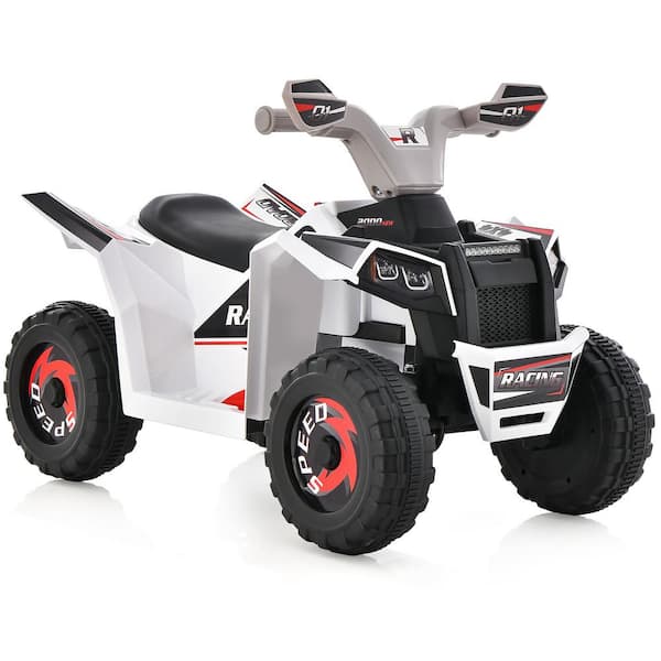 Gymax 8 in. Kids Electric Ride on ATV Toy 6-Volt Battery Powered Electric Vehicle Toy Direction Control White