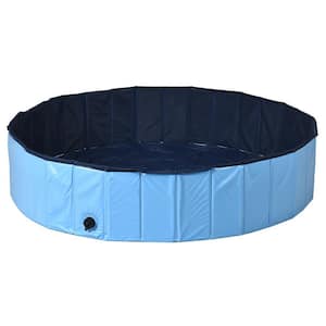 Blue 63 in. Foldable Leakproof Dog Pet Pool Bathing Tub Kiddie Pool for Dogs Cats and Kids