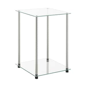 Designs2Go 15.75 in. Chrome Square Glass Top Classic 2-Tier End Table