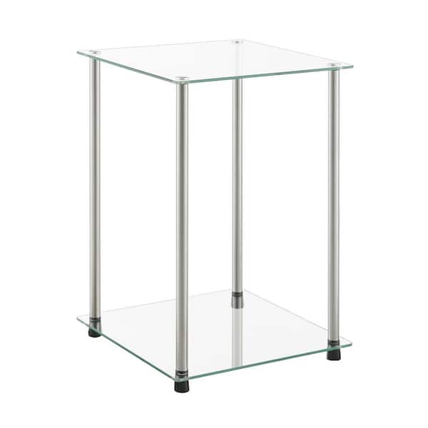 Convenience Concepts Designs2Go 15.75 in. Chrome Square Glass Top Classic 2-Tier End Table