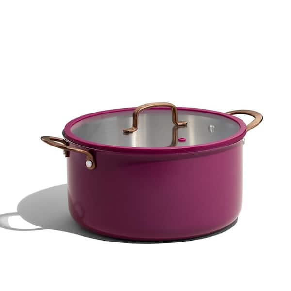 8 qt. Stainless Steel Stock Pot with Lid, Kitchen Stockpot Soup Pot for All Stoves, Oven and Dishwasher Safe, Purple