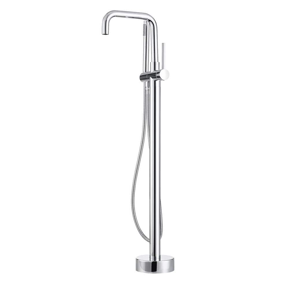 Nickel Freestanding Tub Faucet with Hand Shower