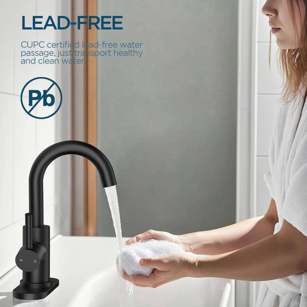 Matte Black Single Handle High Arc Bathroom Faucet