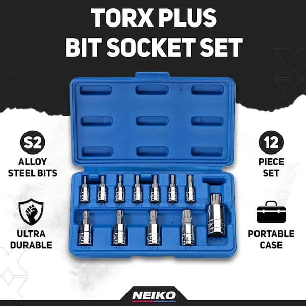 NEIKO 1/4 in. 3/8 in. and 1/2 in. Drive Torx Plus Bit Socket Set