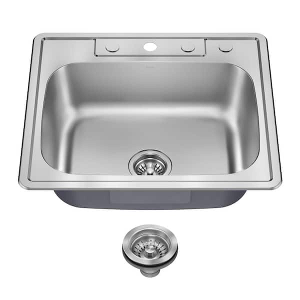 Premier 25 Drop In / Top Mount Single Bowl 18-Gauge Stainless Steel Kitchen Sink