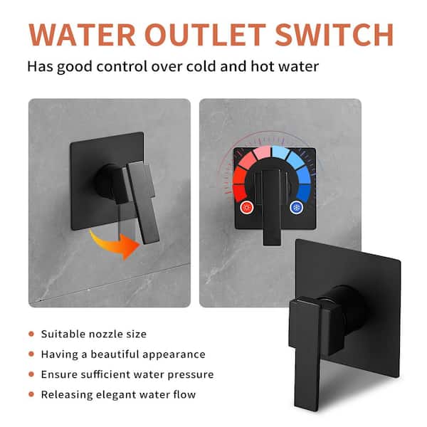 Single-Handle Wall Mount Sink Faucet Tub Filler Roman Tub Faucet in. Matte Black Waterfall Spout Bathroom Bathtub Faucet