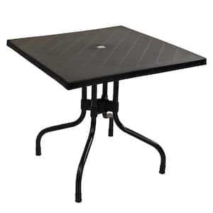 Foldable Table with Curved Iron Legs - Black