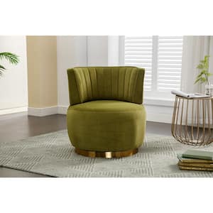 Olive Velvet 360° Swivel Accent Sofa Chair for Living Room Bedroom, Office