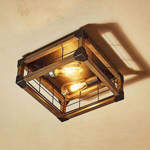 13.00 in. 2-Light Farmhouse Anchor Grey Oak and Old Silver Flush Mount Ceiling Light
