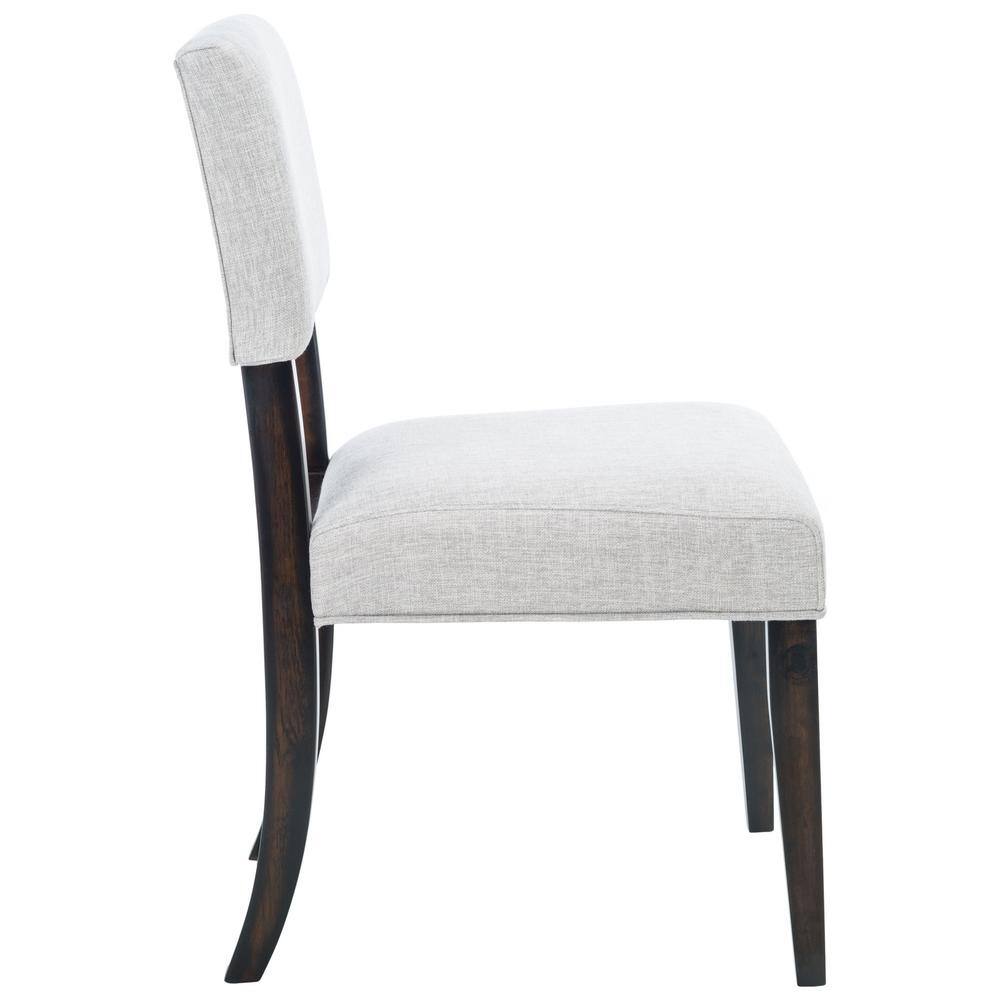 Luis High Back Black Wood Side Chair with Linen Upholstery