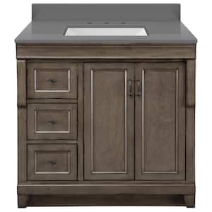 Naples 37 in. W x 22 in. D x 35 in. H Single Sink Freestanding Bath Vanity in Gray with Gray Engineered Stone Top