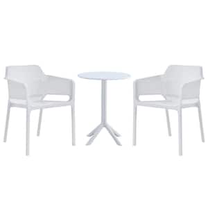 3-Piece Plastic Outdoor Bistro Set with Round table, Antique White