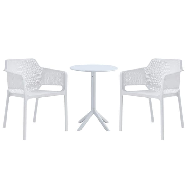 maocao hoom 3-Piece Plastic Outdoor Bistro Set with Round table, Antique White