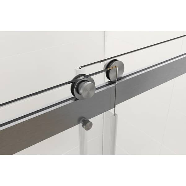 Dropship Frameless Sliding Glass Shower Doors 60 Width X 76Height With  3/8(10mm) Clear Tempered Glass, Brushed Nickel Finish, Big Rollers, Square  Rail, Self-cleaning Coating On Both Sides to Sell Online at a