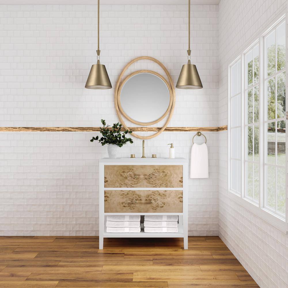 Natural Walnut Oval Framed Vanity Mirror with Beveled Edge