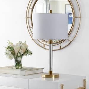 Bixby 26. 5 in. Brass Table Lamp with White Shade