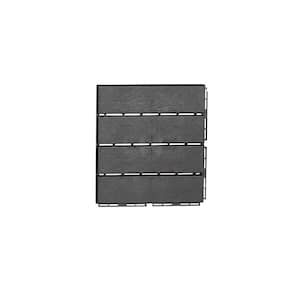 12 in. x 12 in. x 0.79 in. Outdoor Square Plastic Interlocking Flooring Composite Decking Tiles in Dark Gray (Pack-9)