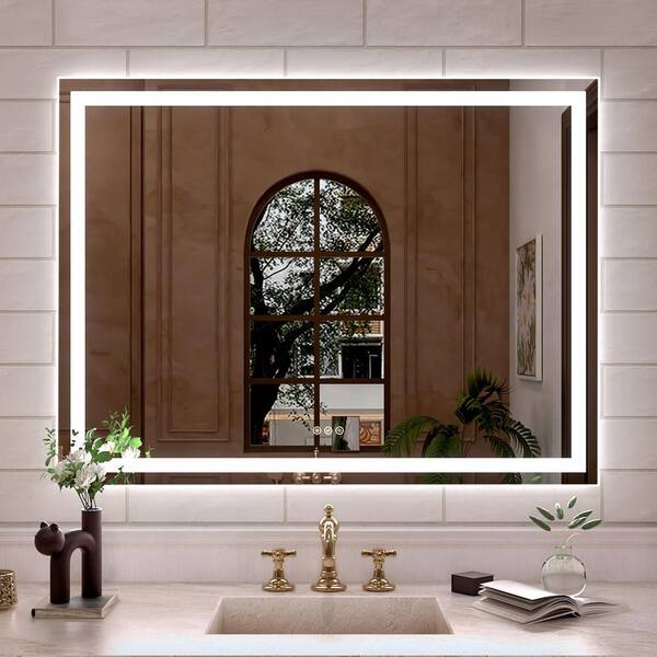 Hermitage Bath Orliva 48 in. W x 36 in. H Rectangular Frameless LED Wall Bathroom Vanity Mirror ...