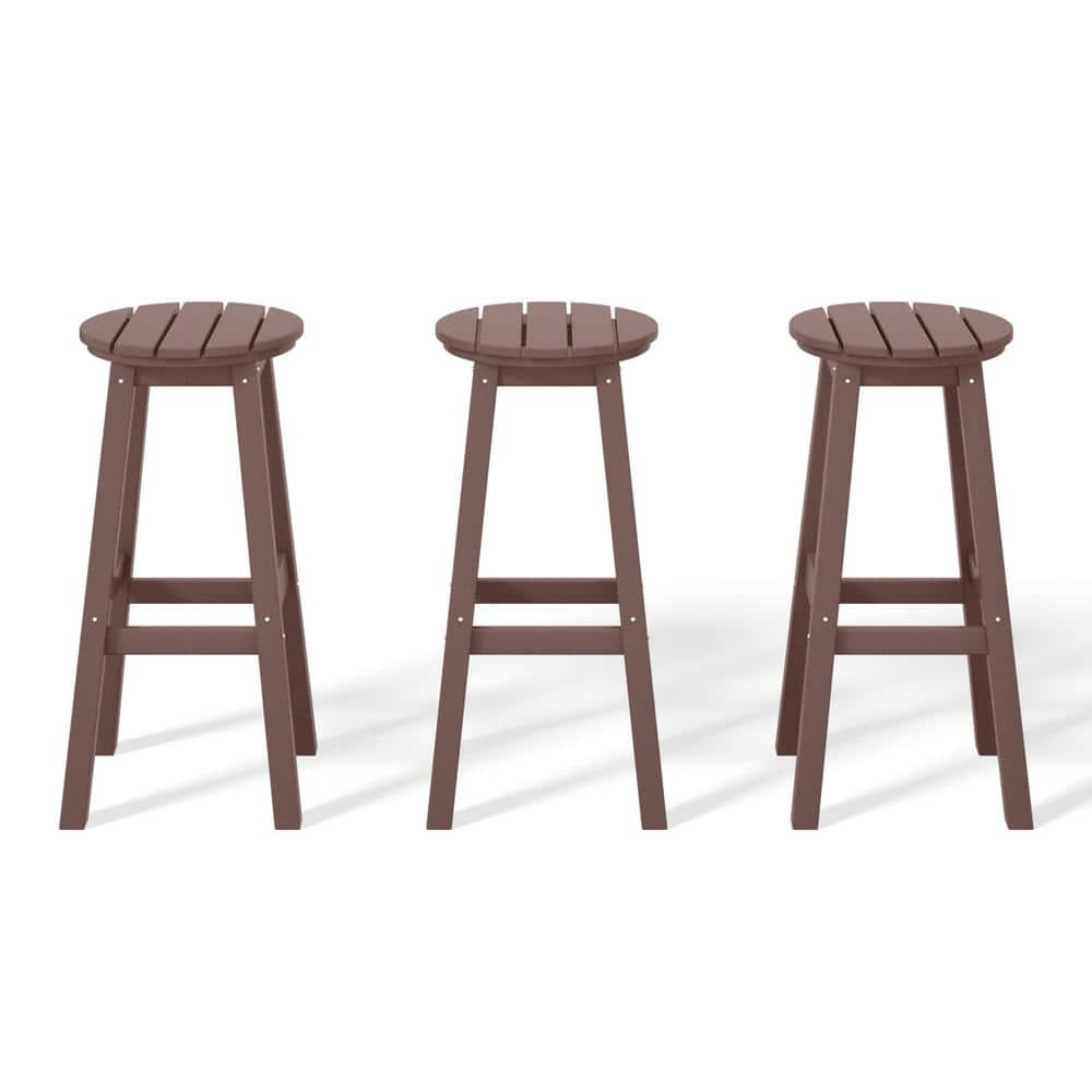 Laguna 29 in. HDPE Plastic All Weather Backless Round Seat Bar Height Outdoor Bar Stool in Dark Brown (Set of 3) price history on PriceWatchPro
