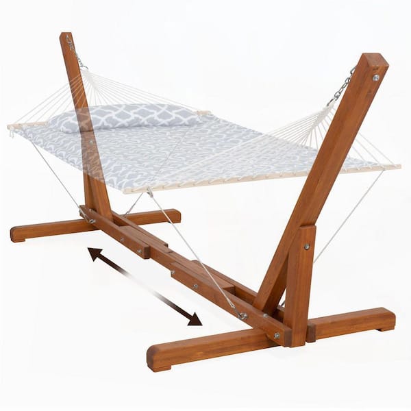 12-14 ft. Adjustable Wood Hammock Stand with Hooks and Chains