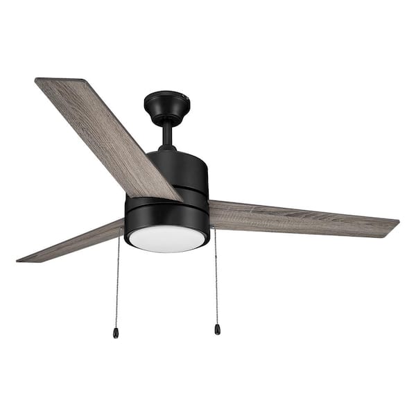 CARRO Marais 52 in. Integrated LED Indoor Black Ceiling Fan with Light Kit and Pull Chain