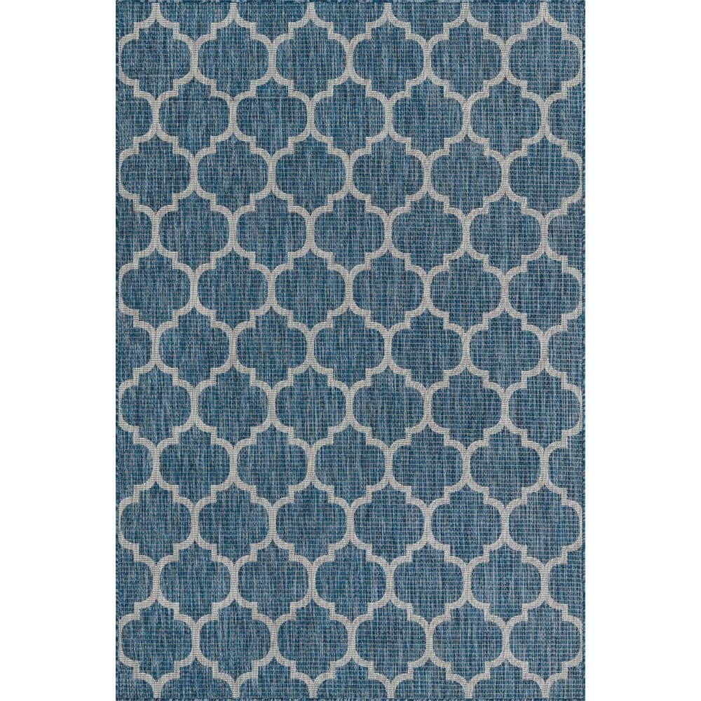 Unique Loom 6' 1 x 9' 0 Rectangle Indoor/Outdoor Trellis Navy Blue Area Rug