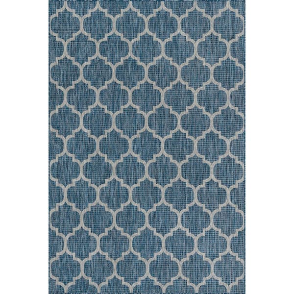 Unique Loom Outdoor Trellis Blue 6' 0 x 9' 0 Area Rug