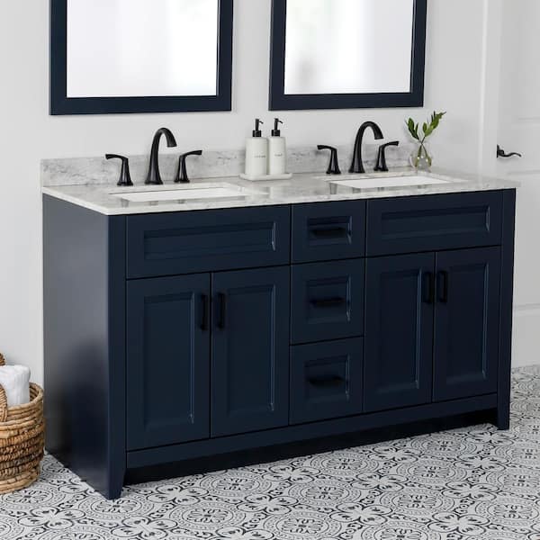 Ridge 60 in. W x 22 in. D x 34 in. H Bath Vanity Cabinet without Top in Deep Blue