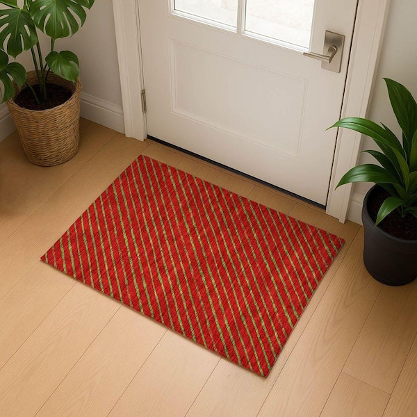 Mayfield Premium Machine Washable Abstract AMF1819 Merlot 2 ft. x 3 ft. Area Rug